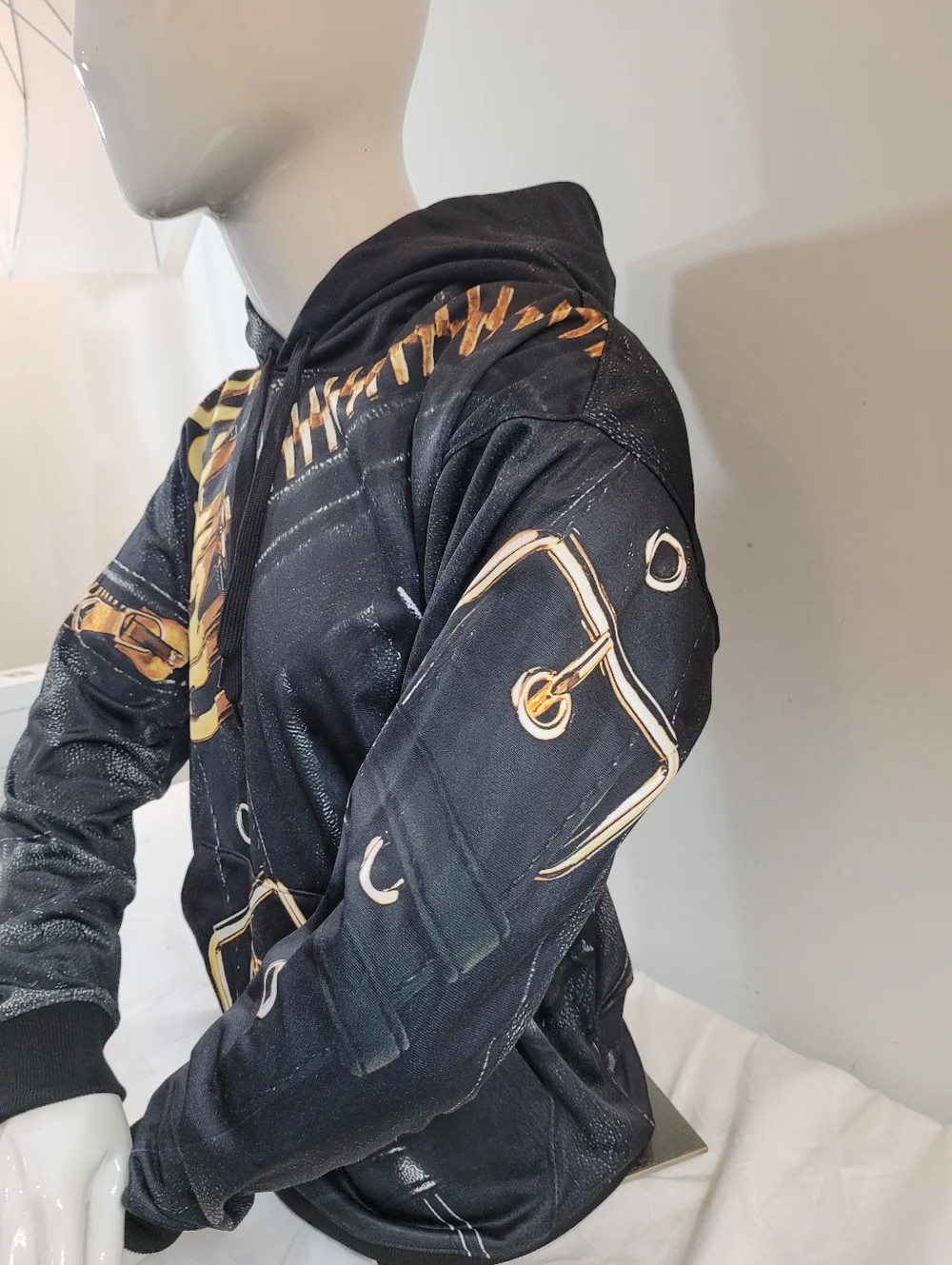 Moschino Men's Black/Gold Logo Hoodie Belt Buckle Size 48 EU Authentic $798 - Picture 3 of 6